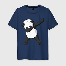 Мужская футболка хлопок с принтом Panda dab в Екатеринбурге, 100% хлопок | прямой крой, круглый вырез горловины, длина до линии бедер, слегка спущенное плечо. | Тематика изображения на принте: дэб | панда