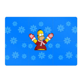 Магнитный плакат 3Х2 с принтом Симпсоны новогодние 2 в Екатеринбурге, Полимерный материал с магнитным слоем | 6 деталей размером 9*9 см | simpsons | барт | барт симпсон | гомер | гомер симпсон | новый год | симпсоны | снег | снежинки