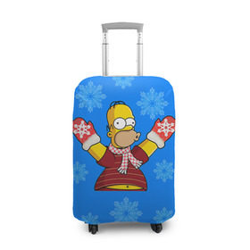 Чехол для чемодана 3D с принтом Симпсоны новогодние 2 в Екатеринбурге, 86% полиэфир, 14% спандекс | двустороннее нанесение принта, прорези для ручек и колес | simpsons | барт | барт симпсон | гомер | гомер симпсон | новый год | симпсоны | снег | снежинки