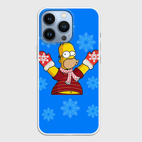 Чехол для iPhone 13 Pro с принтом Симпсоны новогодние 2 в Екатеринбурге,  |  | simpsons | барт | барт симпсон | гомер | гомер симпсон | новый год | симпсоны | снег | снежинки