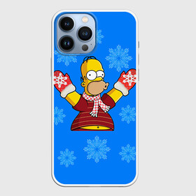 Чехол для iPhone 13 Pro Max с принтом Симпсоны новогодние 2 в Екатеринбурге,  |  | simpsons | барт | барт симпсон | гомер | гомер симпсон | новый год | симпсоны | снег | снежинки