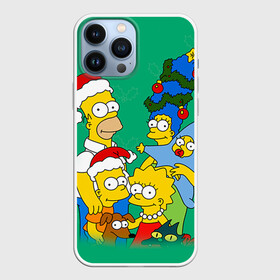 Чехол для iPhone 13 Pro Max с принтом Симпсоны новогодние 3 в Екатеринбурге,  |  | simpsons | барт | барт симпсон | гомер | гомер симпсон | новый год | симпсоны | снег | снежинки