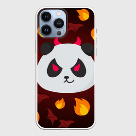 Чехол для iPhone 13 Pro Max с принтом Панда дьяволенок в Екатеринбурге,  |  | Тематика изображения на принте: дьяволенок | красный | крылья | огонь | панда | рога