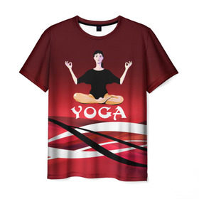 Мужская футболка 3D с принтом Yoga в Екатеринбурге, 100% полиэфир | прямой крой, круглый вырез горловины, длина до линии бедер | fitness | девушка | йога | прикольные картинки | спорт | фитнес | экстрим