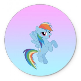 Коврик круглый с принтом Rainbowdash в Екатеринбурге, резина и полиэстер | круглая форма, изображение наносится на всю лицевую часть | mlp | pony | rainbowdash | raindbow dash | пони