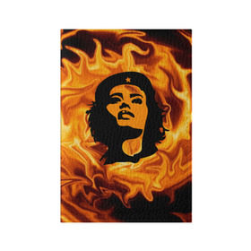 Обложка для паспорта матовая кожа с принтом Revolutionary girl в Екатеринбурге, натуральная матовая кожа | размер 19,3 х 13,7 см; прозрачные пластиковые крепления | звезда | огонь | патриотизм | пламя | революционер | революция | россия | че гевара