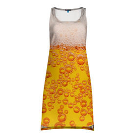 Платье-майка 3D с принтом Пивная тема в Екатеринбурге, 100% полиэстер | полуприлегающий силуэт, широкие бретели, круглый вырез горловины, удлиненный подол сзади. | пена | прикол | пузырьки