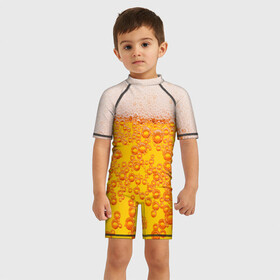 Детский купальный костюм 3D с принтом Пивная тема в Екатеринбурге, Полиэстер 85%, Спандекс 15% | застежка на молнии на спине | Тематика изображения на принте: пена | прикол | пузырьки