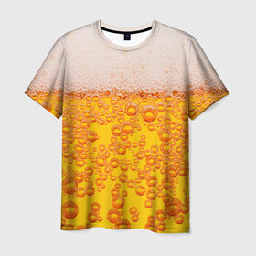 Мужская футболка 3D с принтом Пивная тема в Екатеринбурге, 100% полиэфир | прямой крой, круглый вырез горловины, длина до линии бедер | Тематика изображения на принте: пена | прикол | пузырьки
