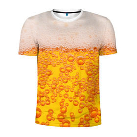 Мужская футболка 3D спортивная с принтом Пивная тема в Екатеринбурге, 100% полиэстер с улучшенными характеристиками | приталенный силуэт, круглая горловина, широкие плечи, сужается к линии бедра | Тематика изображения на принте: пена | прикол | пузырьки