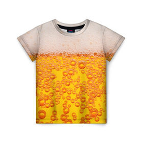 Детская футболка 3D с принтом Пивная тема в Екатеринбурге, 100% гипоаллергенный полиэфир | прямой крой, круглый вырез горловины, длина до линии бедер, чуть спущенное плечо, ткань немного тянется | пена | прикол | пузырьки