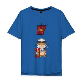 Мужская футболка хлопок Oversize с принтом Хомячок-воин! в Екатеринбурге, 100% хлопок | свободный крой, круглый ворот, “спинка” длиннее передней части | легионер | рим | хомяк