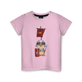 Детская футболка хлопок с принтом Хомячок-воин! в Екатеринбурге, 100% хлопок | круглый вырез горловины, полуприлегающий силуэт, длина до линии бедер | Тематика изображения на принте: легионер | рим | хомяк
