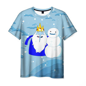 Мужская футболка 3D с принтом Ice King New Year в Екатеринбурге, 100% полиэфир | прямой крой, круглый вырез горловины, длина до линии бедер | 