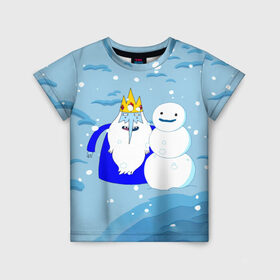 Детская футболка 3D с принтом Ice King New Year в Екатеринбурге, 100% гипоаллергенный полиэфир | прямой крой, круглый вырез горловины, длина до линии бедер, чуть спущенное плечо, ткань немного тянется | 