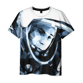 Мужская футболка 3D с принтом Гагарин в Екатеринбурге, 100% полиэфир | прямой крой, круглый вырез горловины, длина до линии бедер | Тематика изображения на принте: поехали | полигоны | юрий