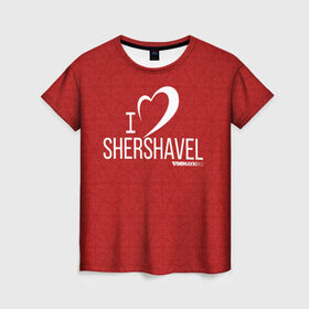 Женская футболка 3D с принтом Love Shershavel 3 в Екатеринбурге, 100% полиэфир ( синтетическое хлопкоподобное полотно) | прямой крой, круглый вырез горловины, длина до линии бедер | gesh | геш | зима | сноуборд | шерегеш | шершавель