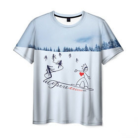 Мужская футболка 3D с принтом Шерегеш в Екатеринбурге, 100% полиэфир | прямой крой, круглый вырез горловины, длина до линии бедер | gesh | геш | лыжи | лыжник | сноуборд | шерегеш | шершавель
