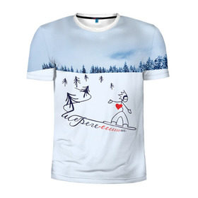 Мужская футболка 3D спортивная с принтом Шерегеш в Екатеринбурге, 100% полиэстер с улучшенными характеристиками | приталенный силуэт, круглая горловина, широкие плечи, сужается к линии бедра | Тематика изображения на принте: gesh | геш | лыжи | лыжник | сноуборд | шерегеш | шершавель