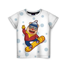 Детская футболка 3D с принтом Мишка сноубордист в Екатеринбурге, 100% гипоаллергенный полиэфир | прямой крой, круглый вырез горловины, длина до линии бедер, чуть спущенное плечо, ткань немного тянется | extreme | snowboard | медведь | мишка | сноуборд | экстрим