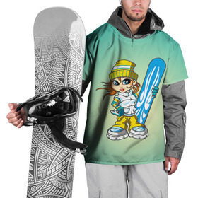 Накидка на куртку 3D с принтом Snowboard girl 1 в Екатеринбурге, 100% полиэстер |  | extreme | girl | snowboard | девушка | сноуборд | экстрим