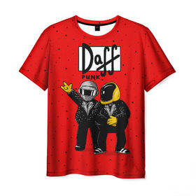 Мужская футболка 3D с принтом Daff Punk в Екатеринбурге, 100% полиэфир | прямой крой, круглый вырез горловины, длина до линии бедер | Тематика изображения на принте: donut | homer | music | simpson | барт | гомер | музыка | пончик | симпсон