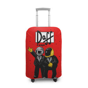 Чехол для чемодана 3D с принтом Daff Punk в Екатеринбурге, 86% полиэфир, 14% спандекс | двустороннее нанесение принта, прорези для ручек и колес | donut | homer | music | simpson | барт | гомер | музыка | пончик | симпсон