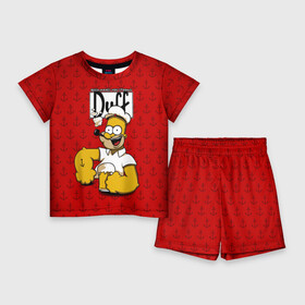 Детский костюм с шортами 3D с принтом Duff Beer в Екатеринбурге,  |  | bart | donut | griffin | homer | popeye | simpson | барт | гомер | гриффин | капитан | моряк | симпсон | стьюи | якорь
