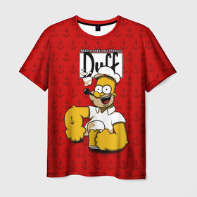 Мужская футболка 3D с принтом Duff Beer в Екатеринбурге, 100% полиэфир | прямой крой, круглый вырез горловины, длина до линии бедер | bart | donut | griffin | homer | popeye | simpson | барт | гомер | гриффин | капитан | моряк | симпсон | стьюи | якорь