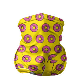 Бандана-труба 3D с принтом Пончики Гомера Симпсона в Екатеринбурге, 100% полиэстер, ткань с особыми свойствами — Activecool | плотность 150‒180 г/м2; хорошо тянется, но сохраняет форму | donut | homer | simpson | гомер | еда | плюшка | пончик | симпсон