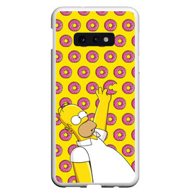 Чехол для Samsung S10E с принтом Пончики Гомера Симпсона в Екатеринбурге, Силикон | Область печати: задняя сторона чехла, без боковых панелей | Тематика изображения на принте: donut | homer | simpson | гомер | еда | плюшка | пончик | симпсон