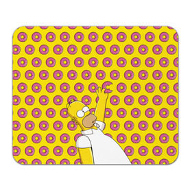Коврик прямоугольный с принтом Пончики Гомера Симпсона в Екатеринбурге, натуральный каучук | размер 230 х 185 мм; запечатка лицевой стороны | Тематика изображения на принте: donut | homer | simpson | гомер | еда | плюшка | пончик | симпсон