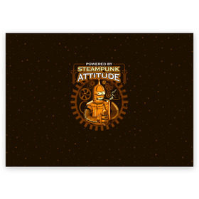 Поздравительная открытка с принтом Steampunk Attitude в Екатеринбурге, 100% бумага | плотность бумаги 280 г/м2, матовая, на обратной стороне линовка и место для марки
 | bender | fry | futurama | hermes | robot | zoidberg | бендер | гермес | зойдберг | робот | туранга | фрай | футурама