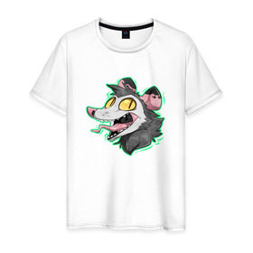Мужская футболка хлопок с принтом Опоссум в Екатеринбурге, 100% хлопок | прямой крой, круглый вырез горловины, длина до линии бедер, слегка спущенное плечо. | animal | mouse | opossum | rat | животное | крыса | мышь | опоссум