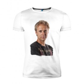 Мужская футболка премиум с принтом Armin van Buuren (retro style) в Екатеринбурге, 92% хлопок, 8% лайкра | приталенный силуэт, круглый вырез ворота, длина до линии бедра, короткий рукав | 