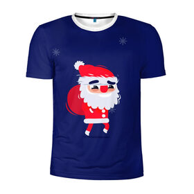 Мужская футболка 3D спортивная с принтом Санта в Екатеринбурге, 100% полиэстер с улучшенными характеристиками | приталенный силуэт, круглая горловина, широкие плечи, сужается к линии бедра | christmas | new year | winter | дед мороз | зима | новый год | рождество