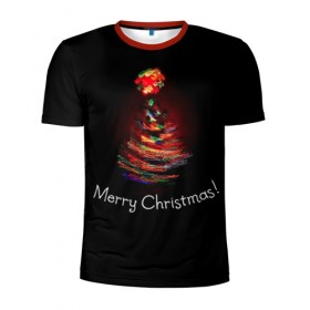 Мужская футболка 3D спортивная с принтом Елочка в Екатеринбурге, 100% полиэстер с улучшенными характеристиками | приталенный силуэт, круглая горловина, широкие плечи, сужается к линии бедра | christmas | new year | winter | дед мороз | зима | новый год | рождество
