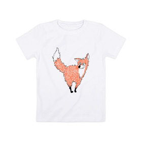 Детская футболка хлопок с принтом Crazy fox в Екатеринбурге, 100% хлопок | круглый вырез горловины, полуприлегающий силуэт, длина до линии бедер | crazy | fox | безумная | веселая | лиса | лисичка | лисички тупички