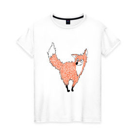 Женская футболка хлопок с принтом Crazy fox в Екатеринбурге, 100% хлопок | прямой крой, круглый вырез горловины, длина до линии бедер, слегка спущенное плечо | crazy | fox | безумная | веселая | лиса | лисичка | лисички тупички