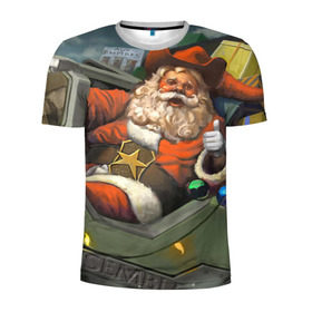 Мужская футболка 3D спортивная с принтом Дед Мороз в Екатеринбурге, 100% полиэстер с улучшенными характеристиками | приталенный силуэт, круглая горловина, широкие плечи, сужается к линии бедра | christmas | new year | winter | дед мороз | зима | новый год | рождество