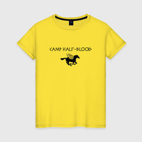 Женская футболка хлопок с принтом Camp Half-Blood в Екатеринбурге, 100% хлопок | прямой крой, круглый вырез горловины, длина до линии бедер, слегка спущенное плечо | halfblood | percy jackson | перси джексон