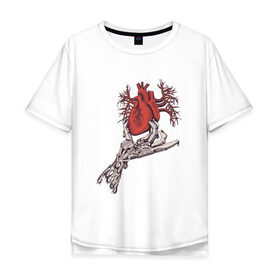 Мужская футболка хлопок Oversize с принтом Рука и сердце в Екатеринбурге, 100% хлопок | свободный крой, круглый ворот, “спинка” длиннее передней части | био | механика | рука | сердце | тату