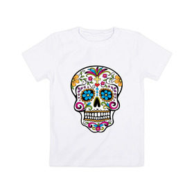 Детская футболка хлопок с принтом День Мертвых в Екатеринбурге, 100% хлопок | круглый вырез горловины, полуприлегающий силуэт, длина до линии бедер | день мертвых | мексика | туризм | череп
