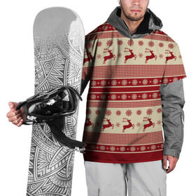 Накидка на куртку 3D с принтом Зимние олени в Екатеринбурге, 100% полиэстер |  | happy new year | ёлка | зима | олень | праздник | снег | снежинка