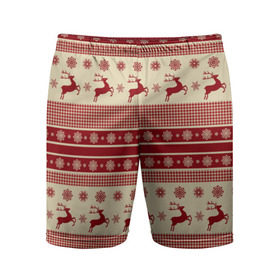 Мужские шорты 3D спортивные с принтом Зимние олени в Екатеринбурге,  |  | happy new year | ёлка | зима | олень | праздник | снег | снежинка