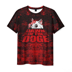 Мужская футболка 3D с принтом Dawn of the Doge в Екатеринбурге, 100% полиэфир | прямой крой, круглый вырез горловины, длина до линии бедер | dog | doge | walking dead | zombie | додж | зомби | мем | собака | ходячие мертвецы