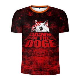 Мужская футболка 3D спортивная с принтом Dawn of the Doge в Екатеринбурге, 100% полиэстер с улучшенными характеристиками | приталенный силуэт, круглая горловина, широкие плечи, сужается к линии бедра | dog | doge | walking dead | zombie | додж | зомби | мем | собака | ходячие мертвецы