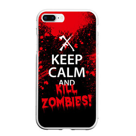 Чехол для iPhone 7Plus/8 Plus матовый с принтом Keep Calm & Kill Zombies в Екатеринбурге, Силикон | Область печати: задняя сторона чехла, без боковых панелей | bone | carl | rick | skelet | skull | walking dead | zombie | граймс | зомби | карл | нежить | нечисть | рик | скелет | ходячие мертвецы | череп