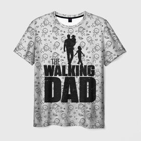 Мужская футболка 3D с принтом Walking Dad в Екатеринбурге, 100% полиэфир | прямой крой, круглый вырез горловины, длина до линии бедер | Тематика изображения на принте: carl | dad | rick | walking dead | zombie | дети | дочь | зомби | отец | папа | сын | ходячие мертвецы