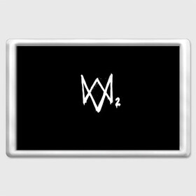Магнит 45*70 с принтом Watch Dogs 2 лого в Екатеринбурге, Пластик | Размер: 78*52 мм; Размер печати: 70*45 | logo | watchdogs